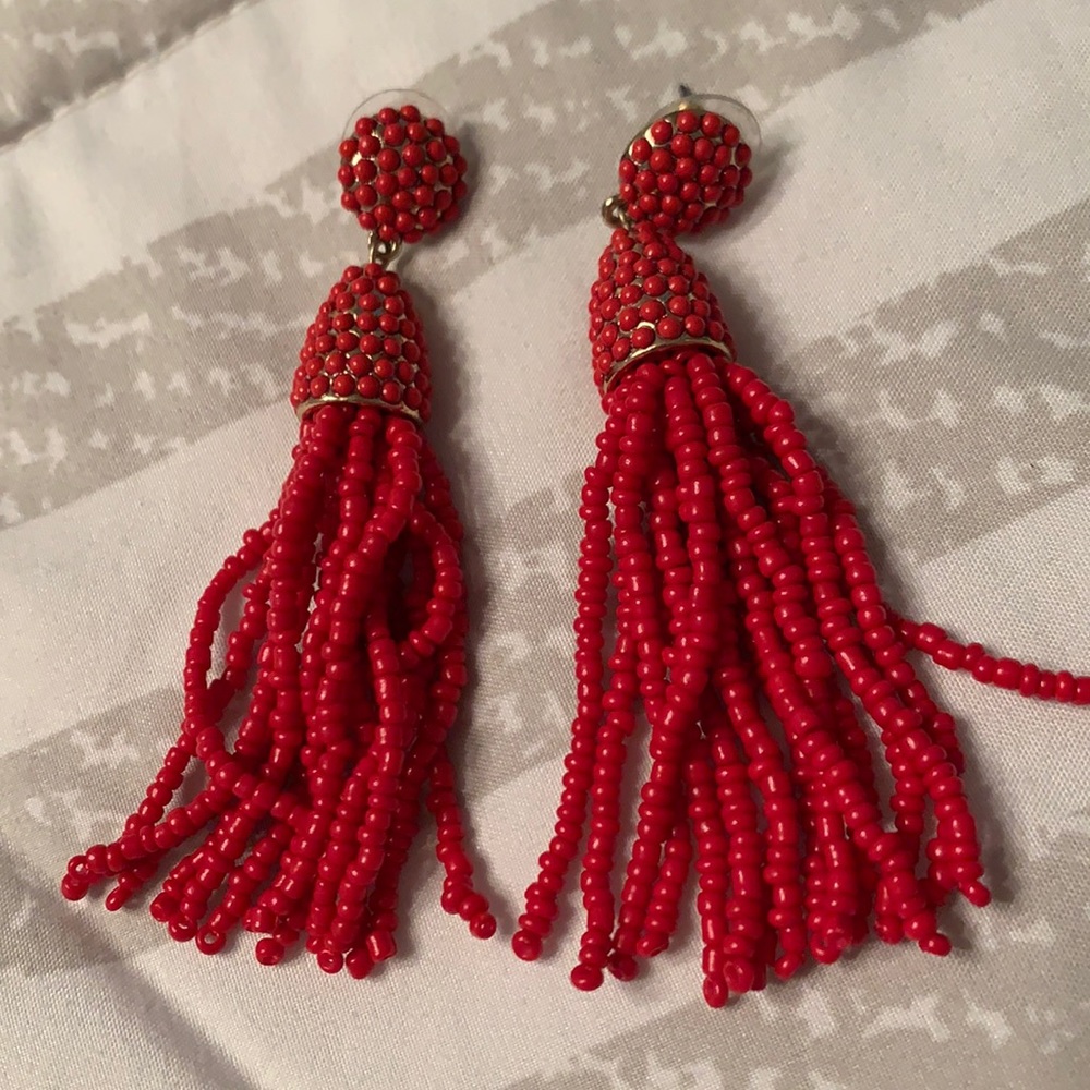 Red beaded tassel earrings from Baublebar